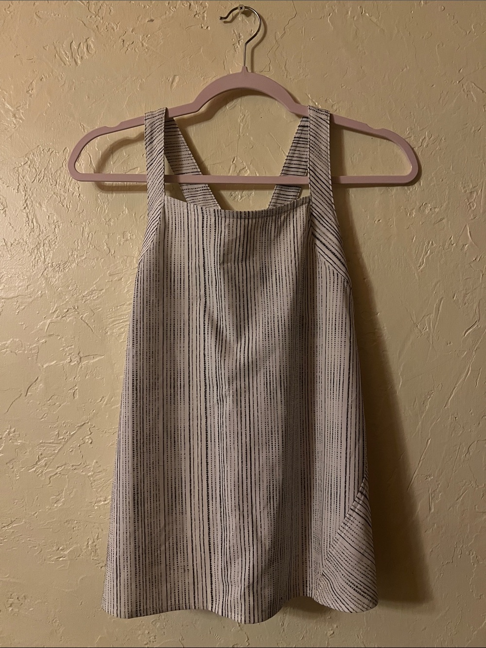Athleta Striped Sleeveless workout top in Light Gray and White